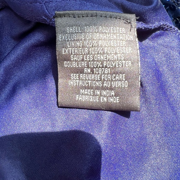 AIDAN MATTOX ROYAL BLUE BATEAU NECK LONG SLEEVE SEQUINED COCKTAIL DRESS - Picture 13 of 15